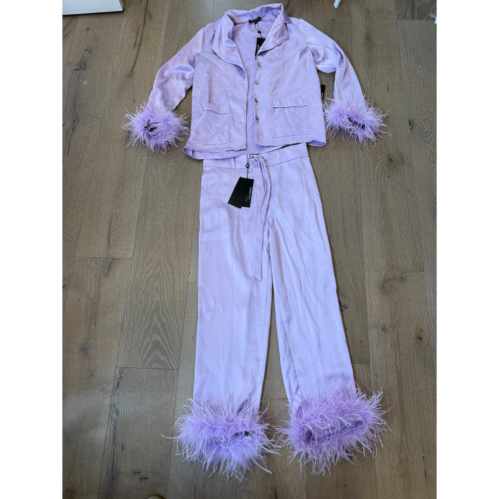 Nadine Merabi Purple Trim Pants - Picture 2 of 5